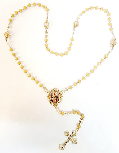 Saint Joseph Crystal Tan Rosary