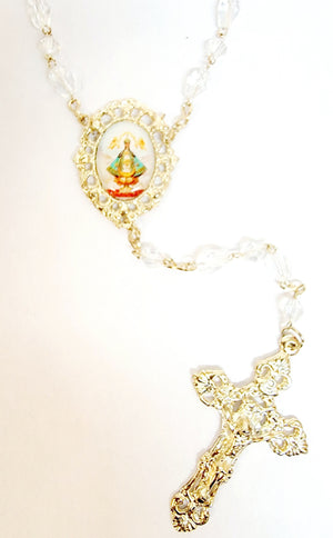 Our Lady of San Juan 5 Image Clear Crystal Rosary