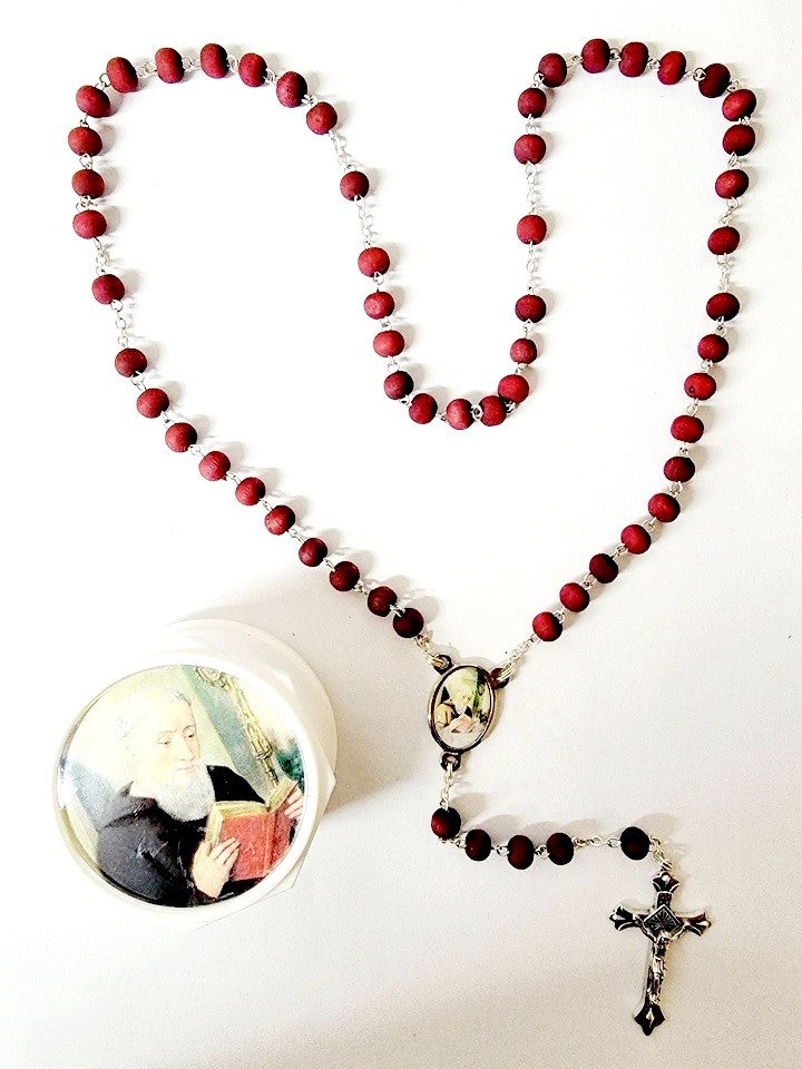 Rose Wood Scented Rosary with Case (MORE SAINTS)