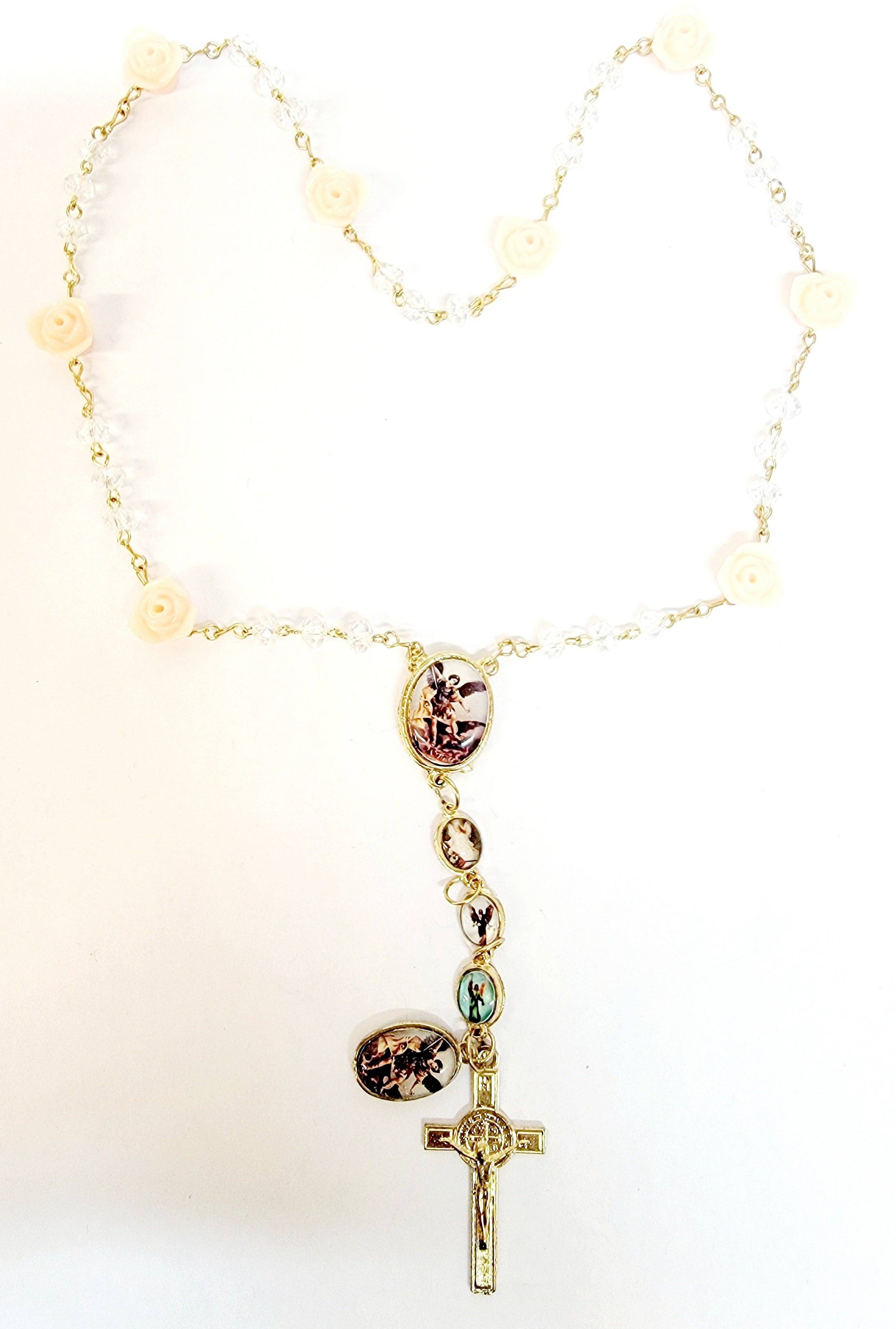 Rose Bead Rosary (MORE SAINTS)