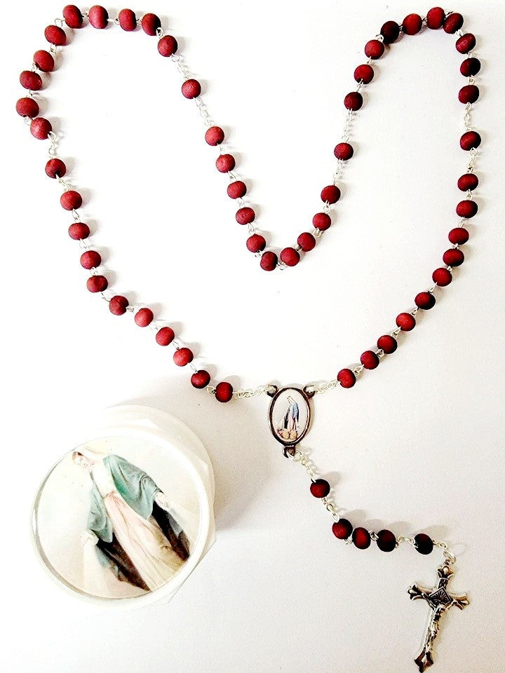 Rose Wood Scented Rosary with Case (MORE SAINTS)