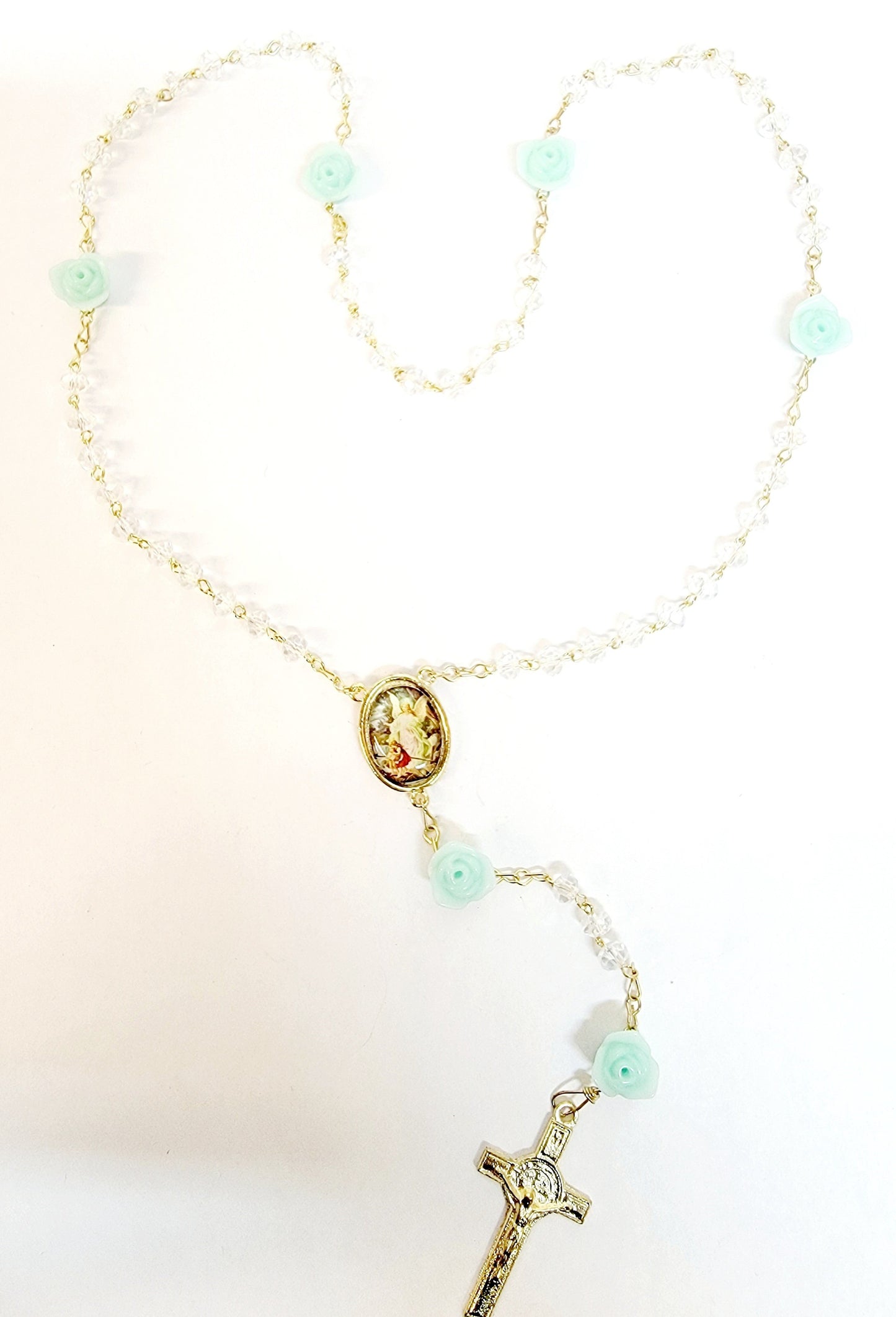 Rose Bead Rosary (MORE SAINTS)