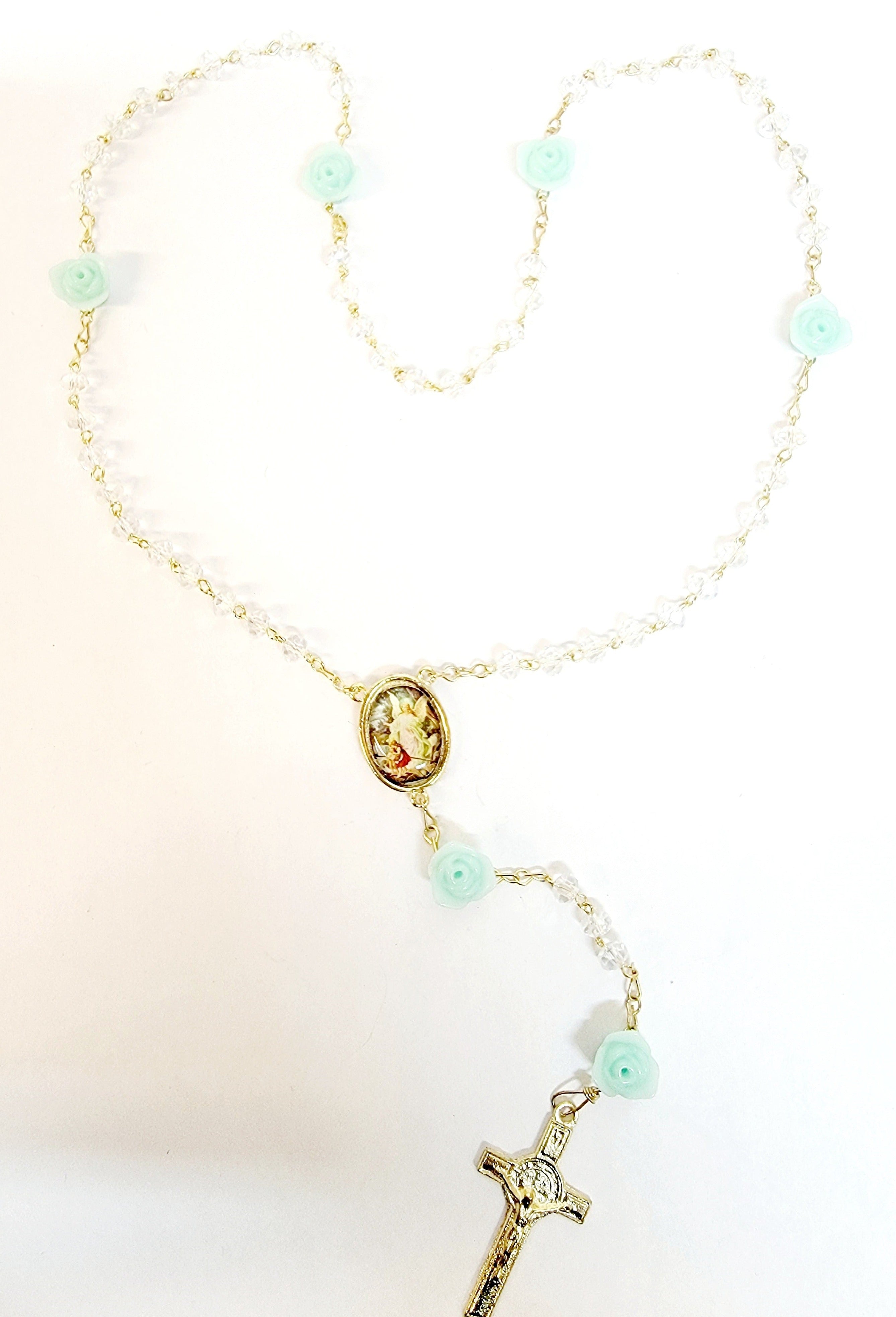 Rose Bead Rosary (MORE SAINTS)
