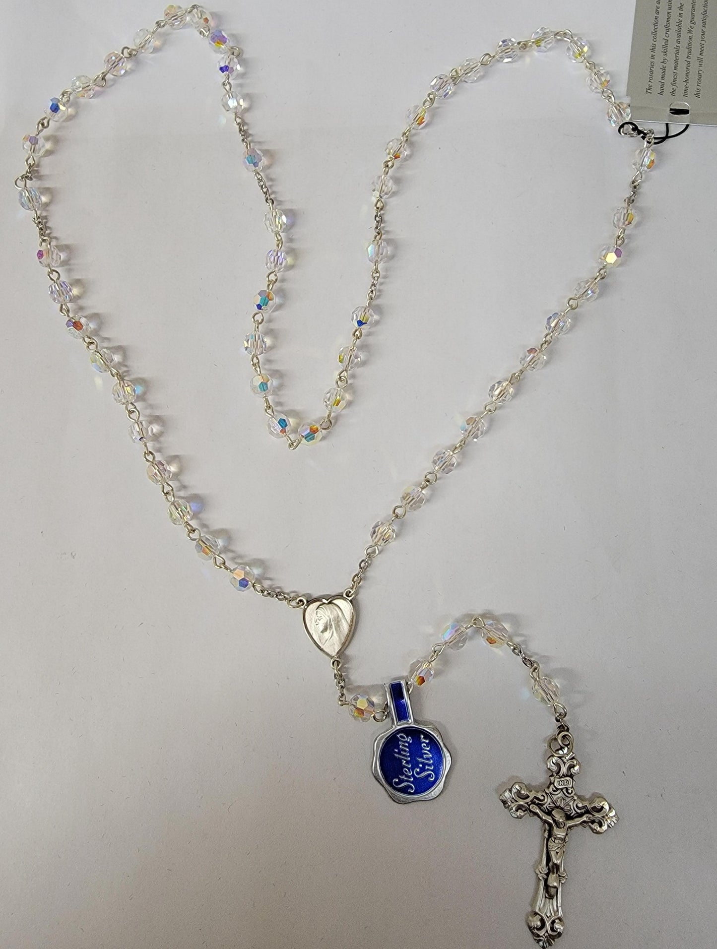 Sterling Silver Swarovski Crystal Rosary 6mm