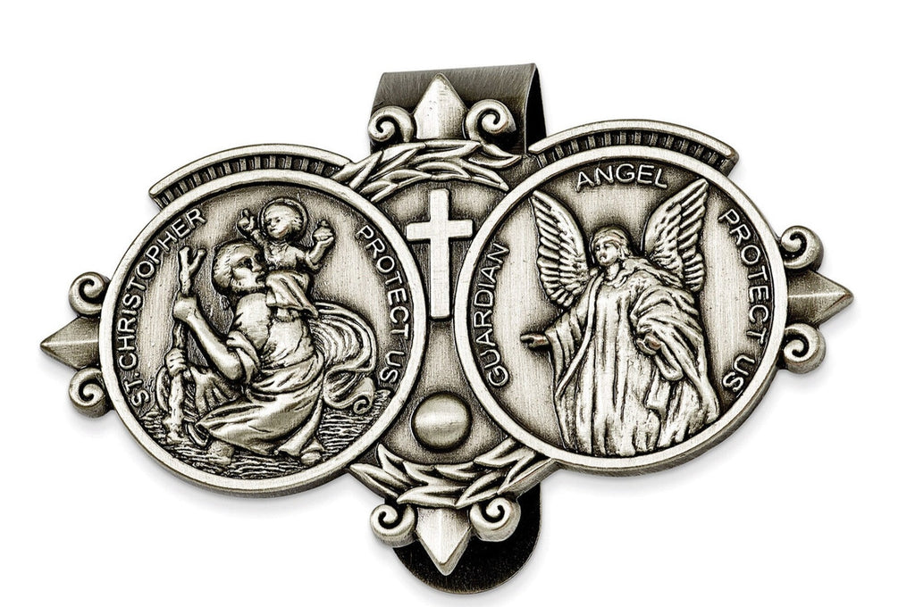 Saint Christopher with Guardian Angel Visor Clip