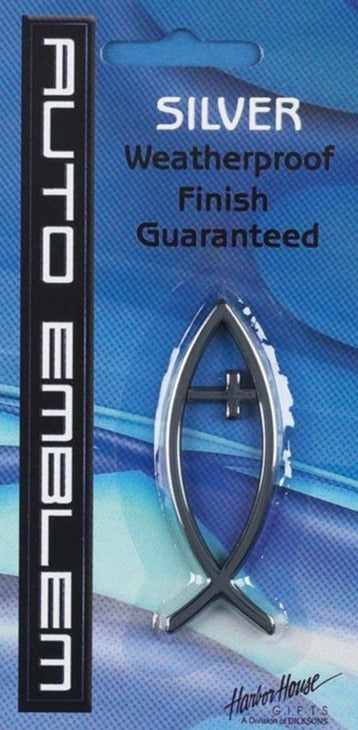 Small Ichthus Cross Auto Emblem