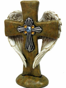 7" Cross With Wings Tabletop Cross