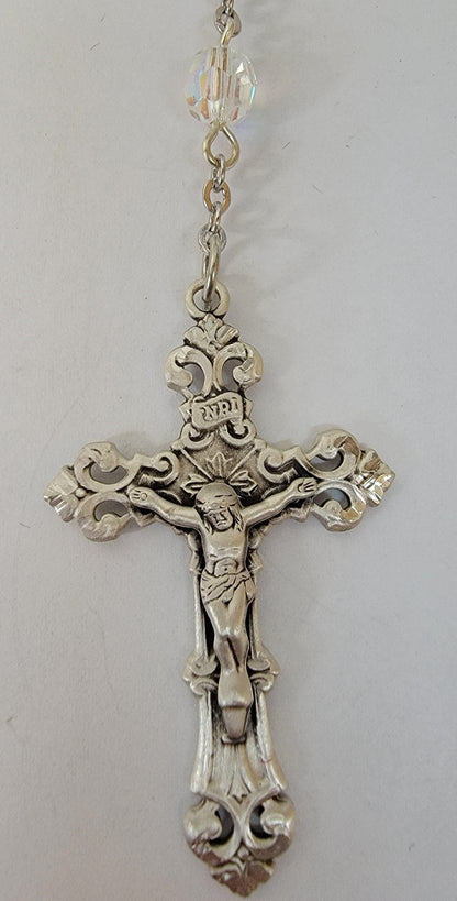 Sterling Silver Swarovski Crystal Rosary 6mm