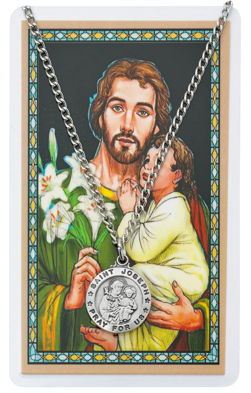 24" St Joseph Necklace with Prayer Card