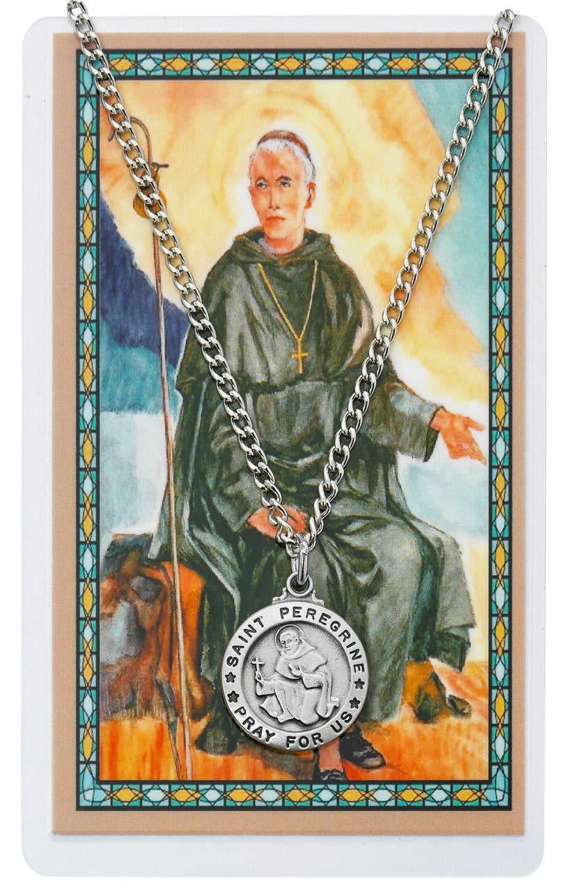 24" St Peregrine Necklace with Prayer Card