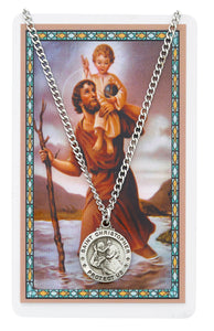 24" St Christopher Necklace with Prayer Card