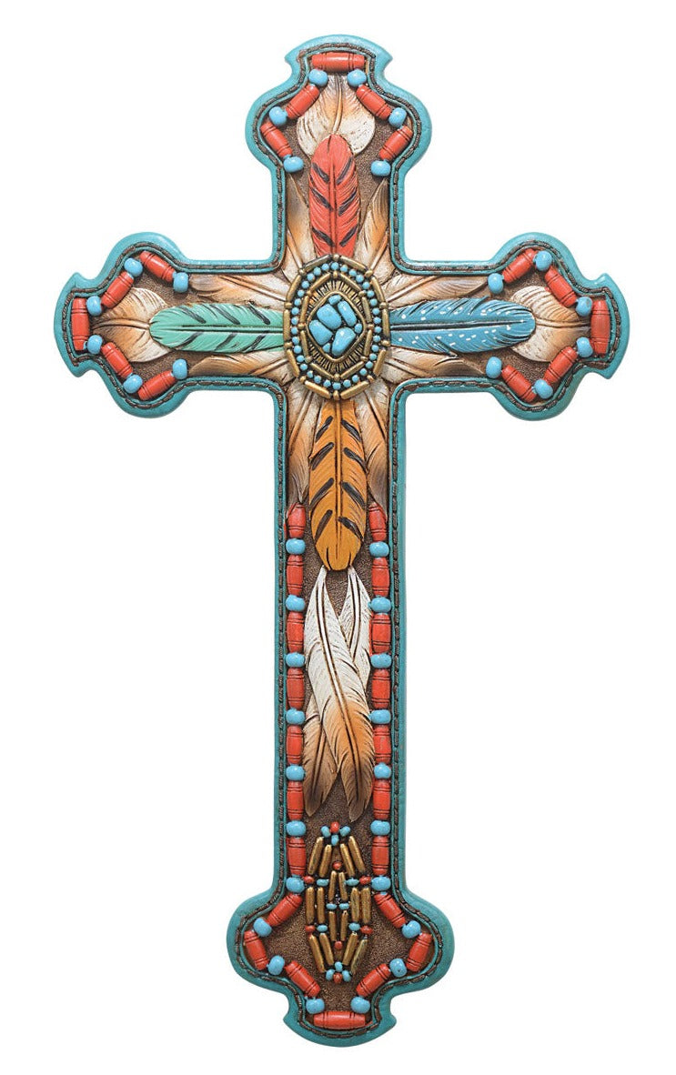 13.5" Tribal Feather Cross